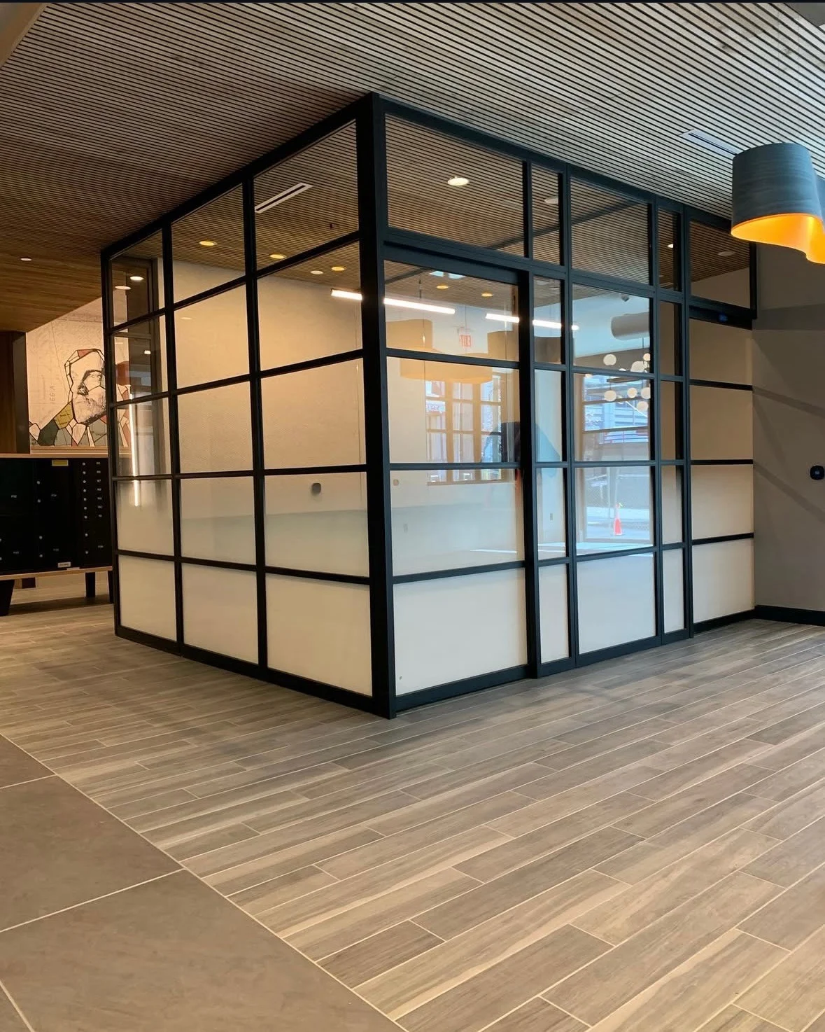 Office with frosted privacy film