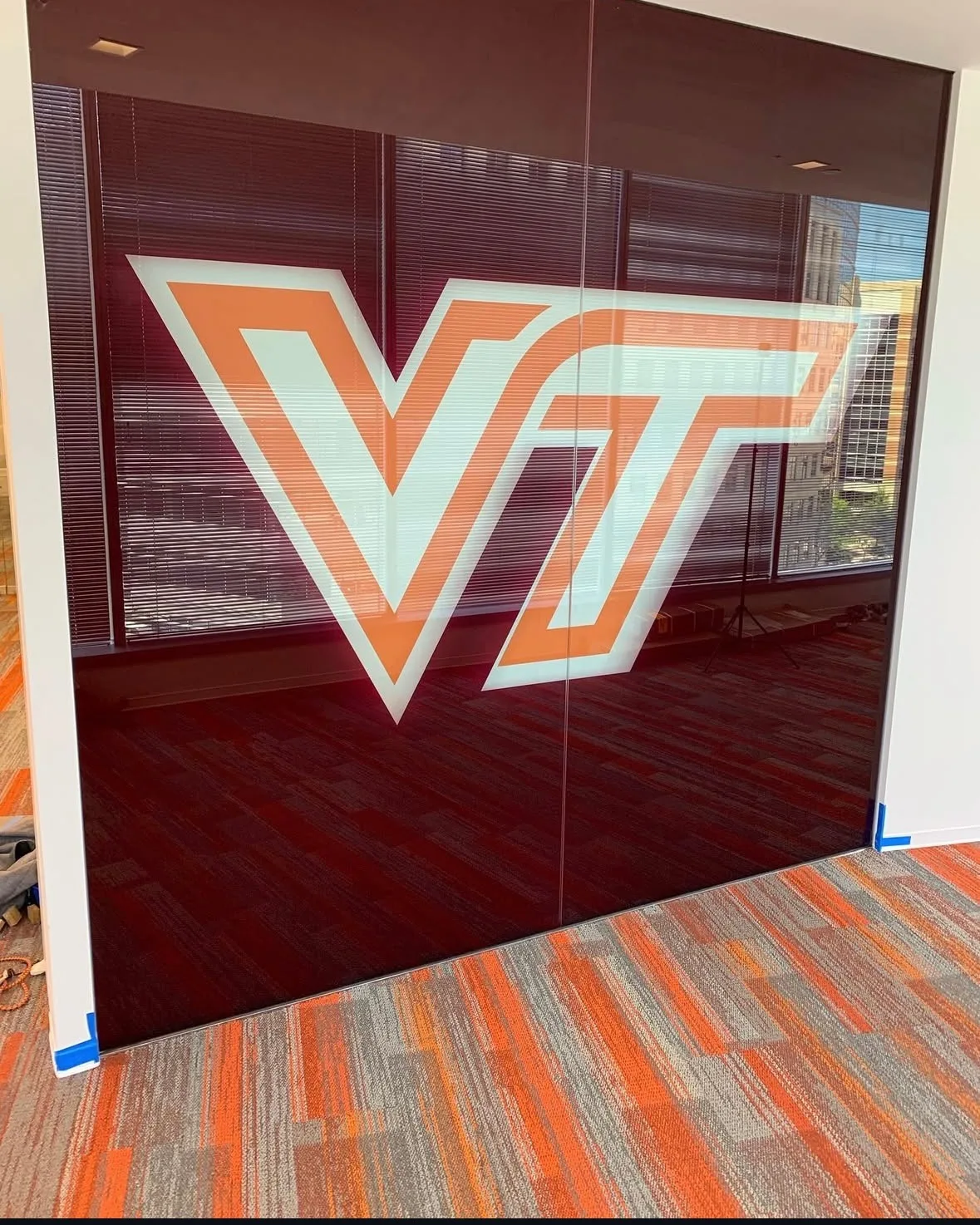 Custom decorative film with brand logos